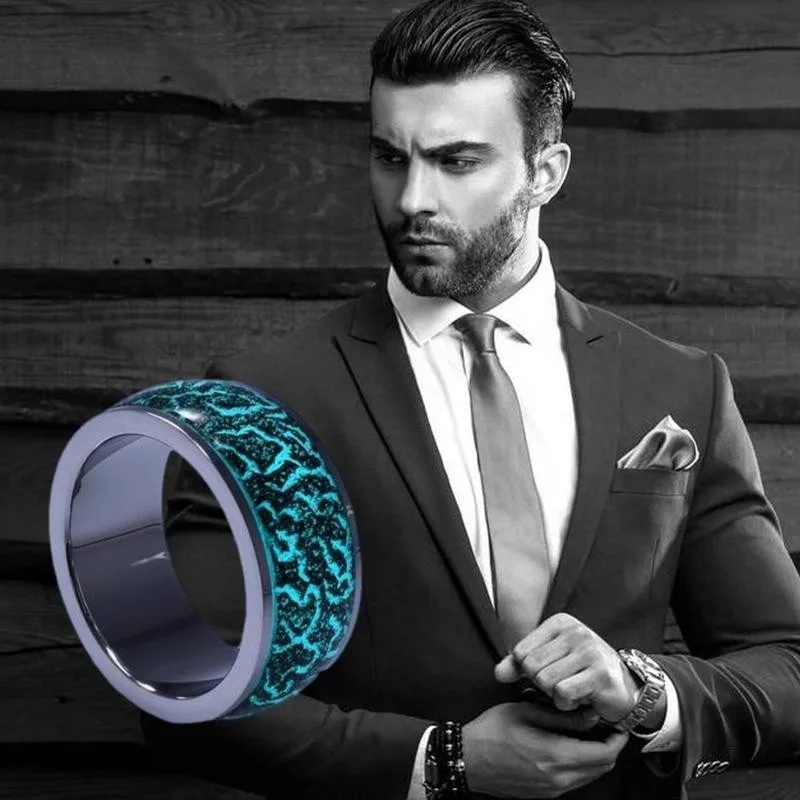 Светящееся кольцо для мужчин женщин градиентные световой трещины смолы