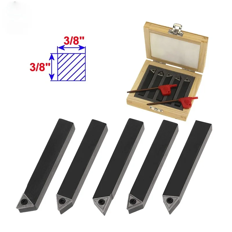 

1/4 inch Mini Indexable Carbide Lathe Turning Tool Holder Lathe Bit Set with Carbide Inserts TCMT090204, 5 Pieces