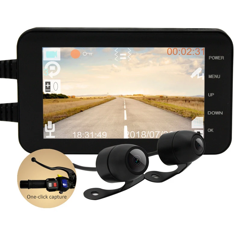 

Motorcycle DVR Full HD DashCam Waterproof Dual Len Front Rear View Motor Recorder Registrar Motorbike Dual-track Camera Detector