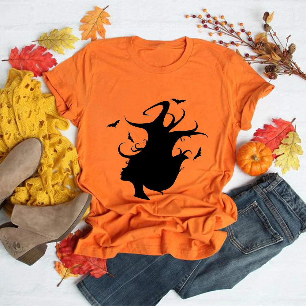 

Футболка женская осенняя с мультяшным принтом, на Хэллоуин, День благодарения