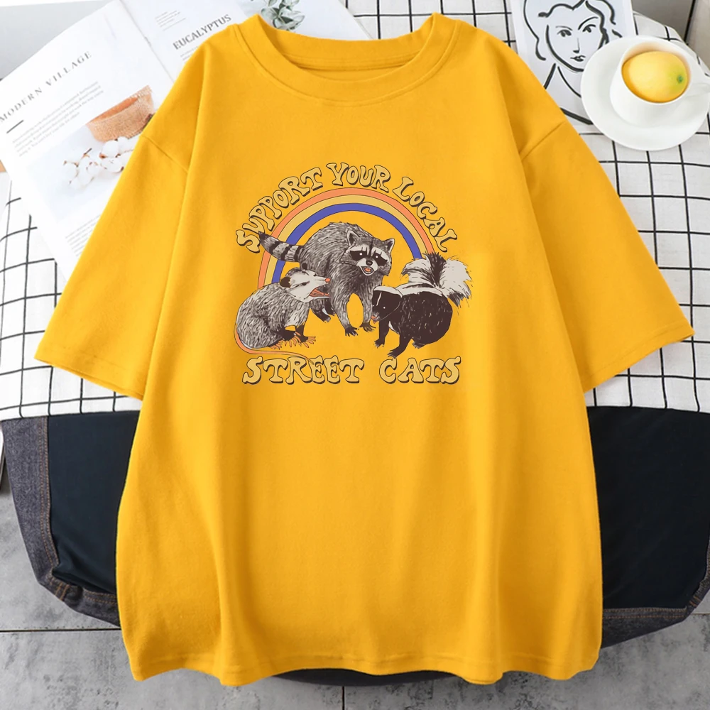 Футболка женская с принтом кошки Повседневная Удобная свободная дышащая