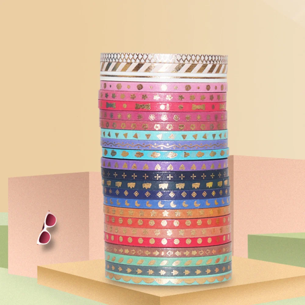 

24 Rolls Washi Tape Set Foil Gold Skinny Decorative Masking Washi Tapes 3MM Wide DIY Masking Tape