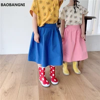 summer new girls clothes solid cotton kids skirts simple casual children outwears
