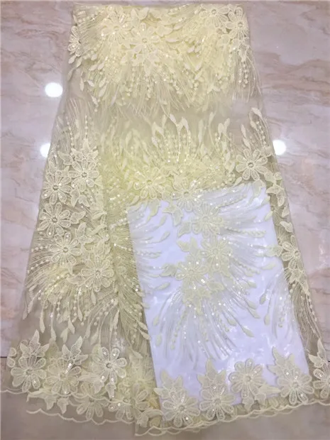 

Желтые блестки, нигерийская кружевная ткань, Дубай, вышитая французская тюль, кружево, новейшая африканская кружевная ткань 2019, свадебное п...