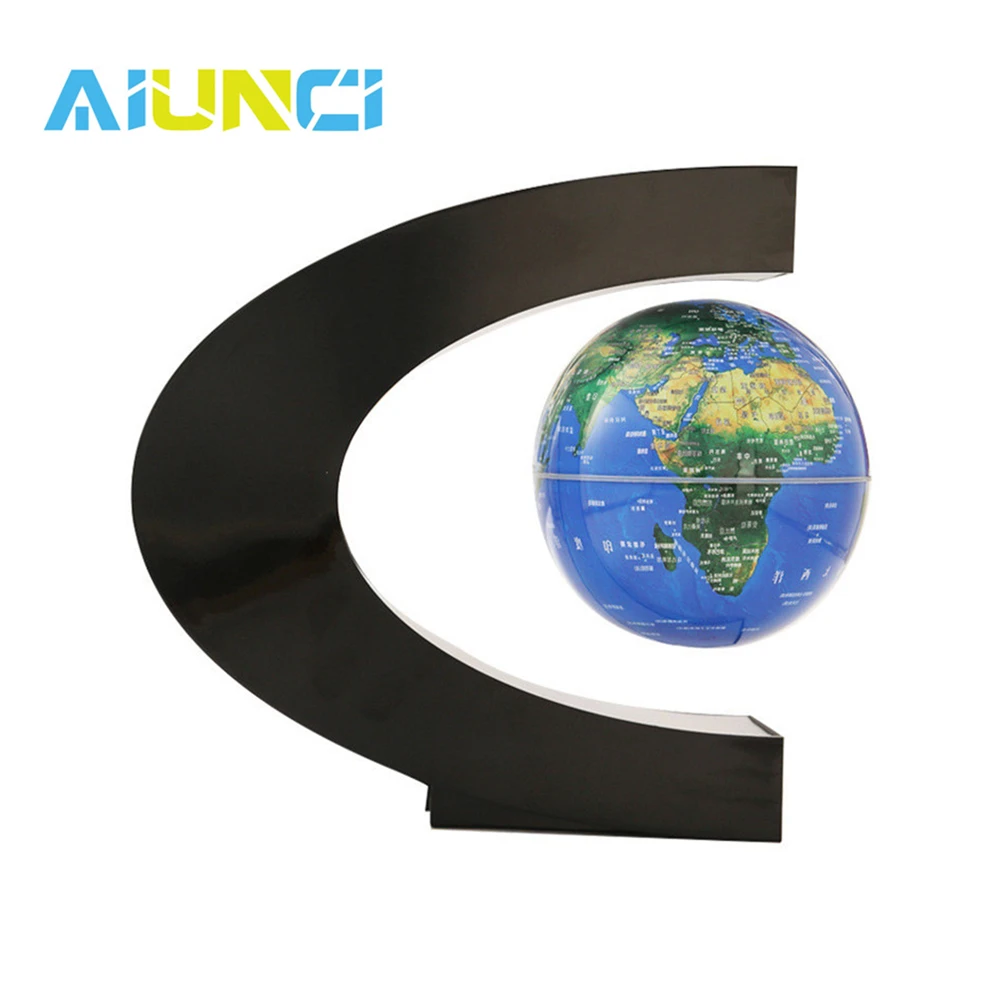 

Novel C shape Blue LED World Map Decor Home Electronic Magnetic Levitation Floating Globe Antigravity LED Light Gift Decoration
