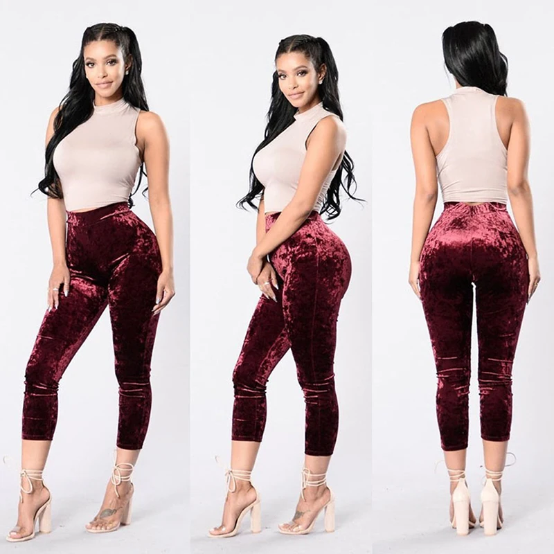 2019 весна лето вязанные золотые бархатные леггинсы тонкие женские повседневные