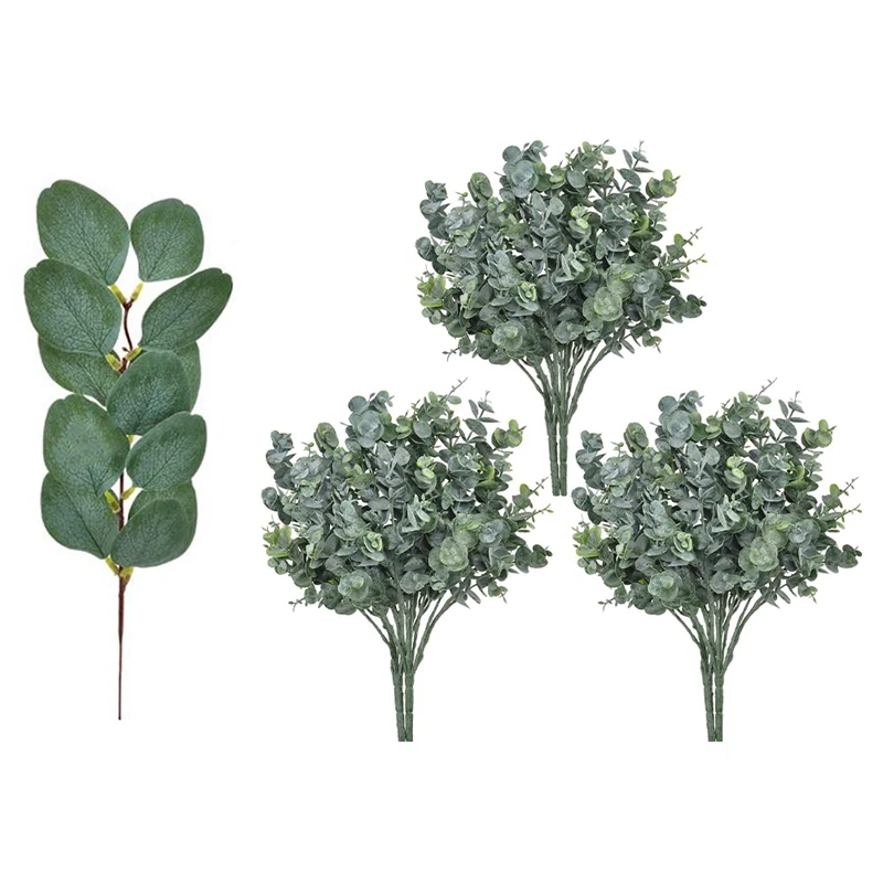 

56 Pcs Faux Greenery,Artificial Eucalyptus Plants Fake Eucalyptus Stems, 50 Pcs A & 6 Pcs B