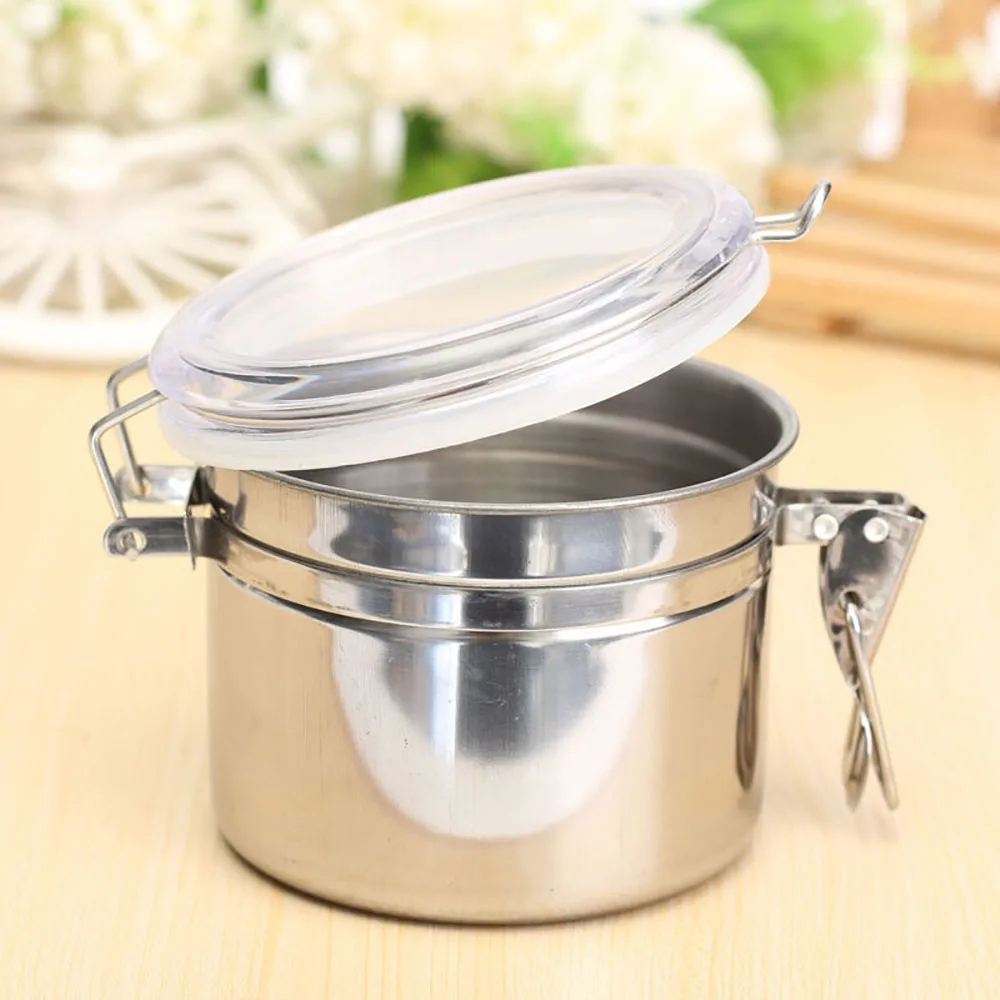 Home Kitchen Stainless Steel Coffee Loose Tea Sugar Canister With Snap Cover Dried Fruit Food Seal Container Jars 4 Inch | Дом и сад