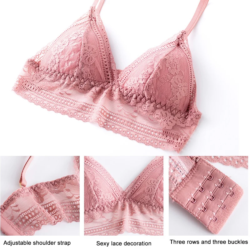 Бюстгальтер женский кружевной без косточек тонкий мягкий Бралетт с глубоким