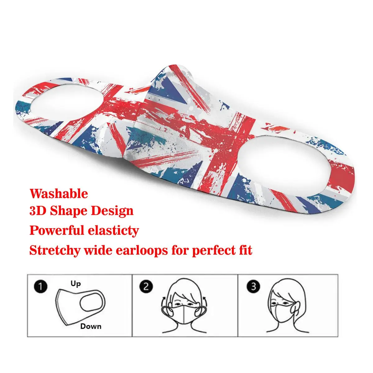 

Dust Mask United Kingdom Union Jack Mouth Face Mask for Adult Kids Windproof Washable Reusable