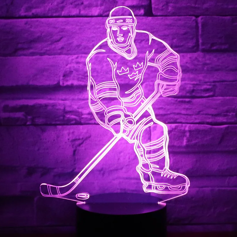 3D светодиодный ночной Светильник играть Хоккей приходят с 7 цветов светильник