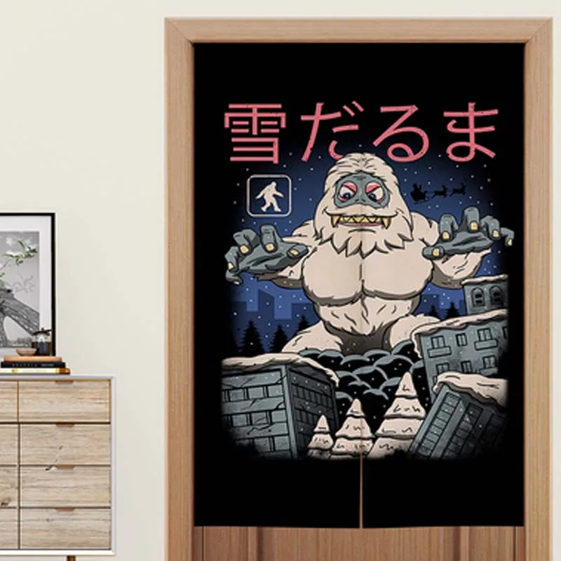 

Japanese Style Cartoon Kitchen Door Curtain Fabric Screen Bedroom Restaurant Toilet Decorative Telescopic Rod Hanging Curtains
