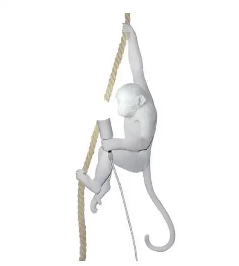 monkey pendant lamp Современная черная лампа в форме обезьяны смолы пеньковая веревка Seletti лампа в форме обезьяны Белая Гостиная обезьяна огни в подвесные светильники подвесной светильник E27 - Цвет корпуса: monkey pendant lamp