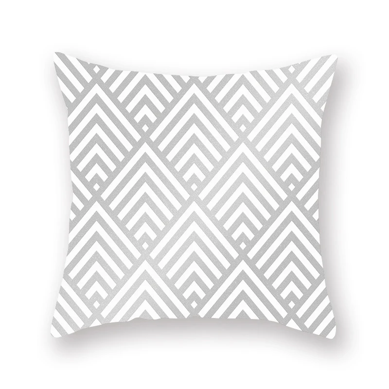 Geometric Peach Leather Pillowcase Silver Grey Color Cushion Covers For Car Office Sofa Bed Home Decoration Supplies | Дом и сад