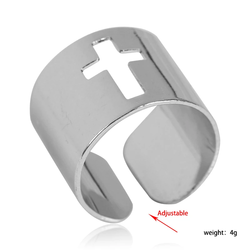 

Fashion Retro Men's Ring Adjustable Opening corlour Hollow Cross Gothic Alloy Ring Decoration Jewelry Gift 2020