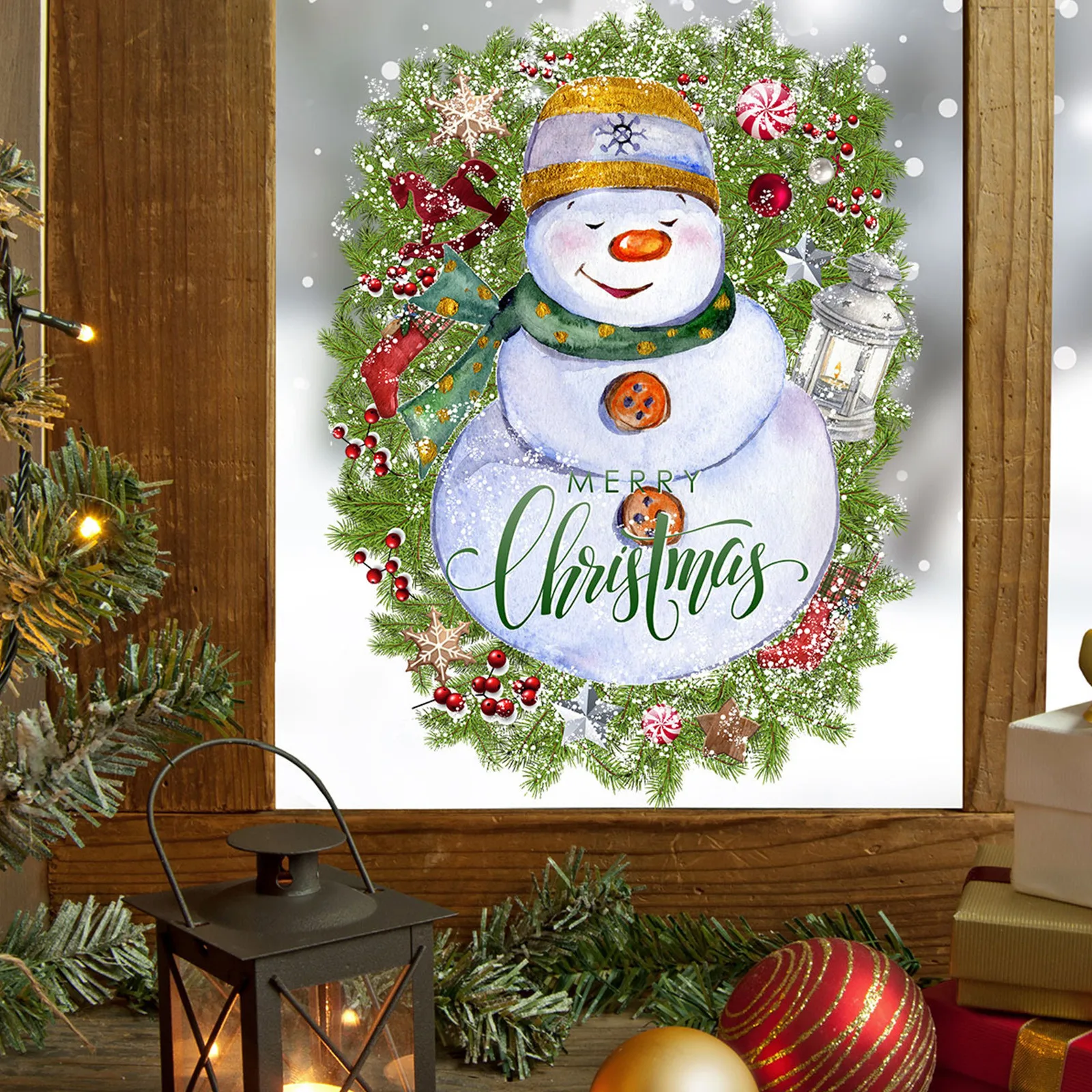 Дед Мороз искусственное стекло украшение для окна Рождественская Наклейка на