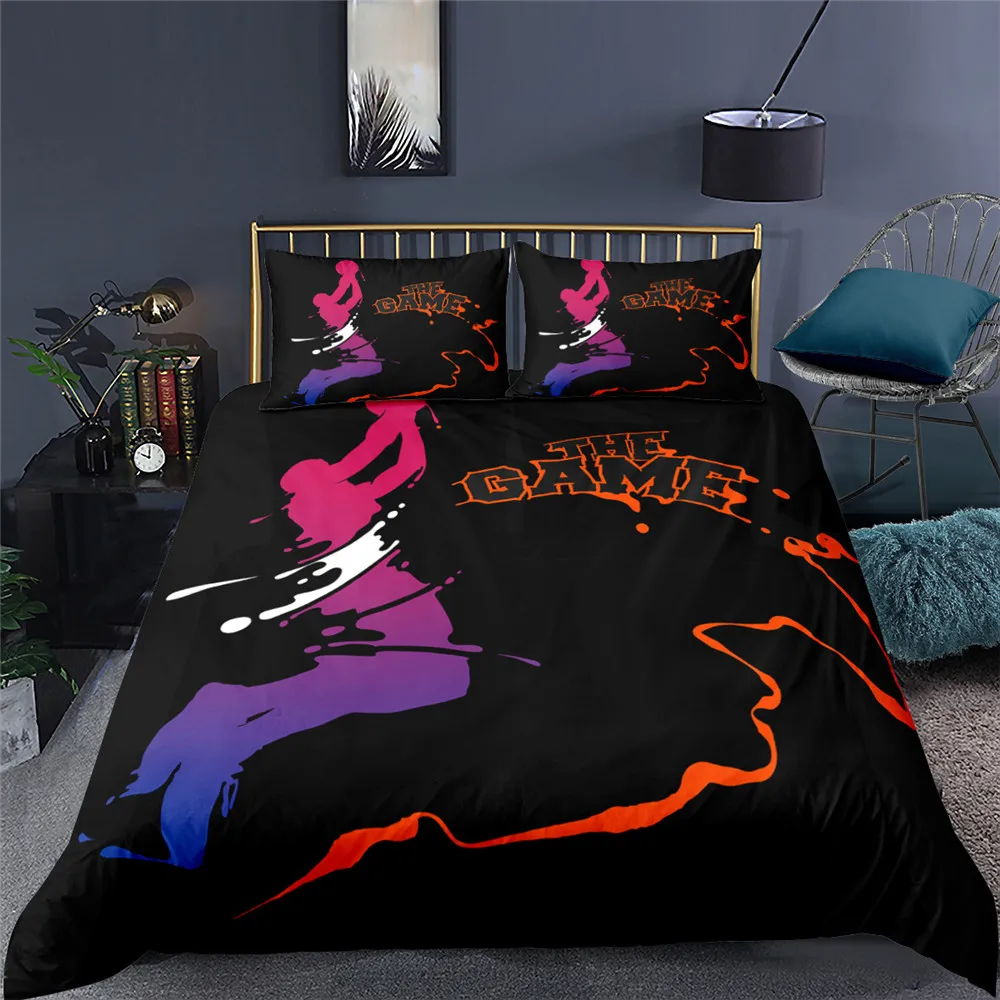 

2021 Printing Splash Silhouette Bedding Set Linen Basketball Player Duvet Cover Bed Set Pillowcase Comforter Cover Bedclothes