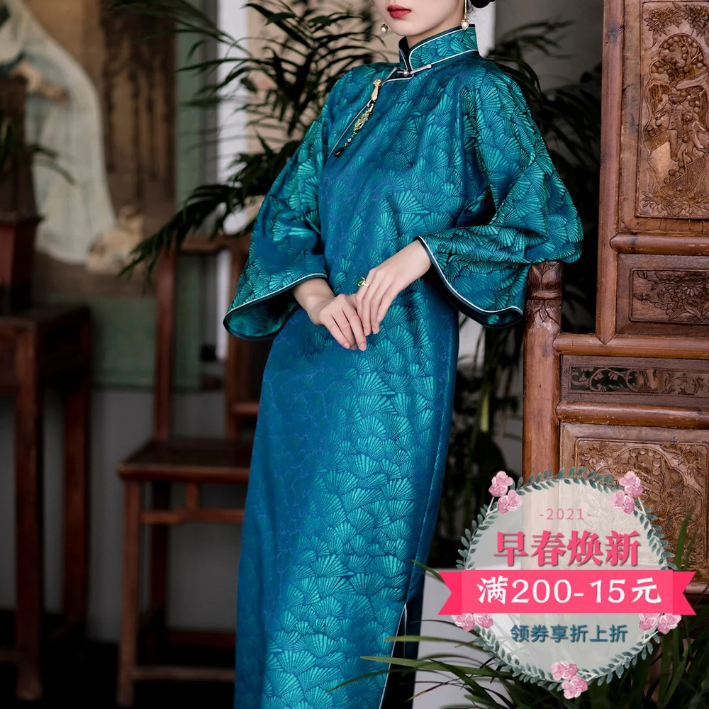 

of silk Song Sujin wind manual button of the republic of China young new high-end flat cutting ancient Chinese dress