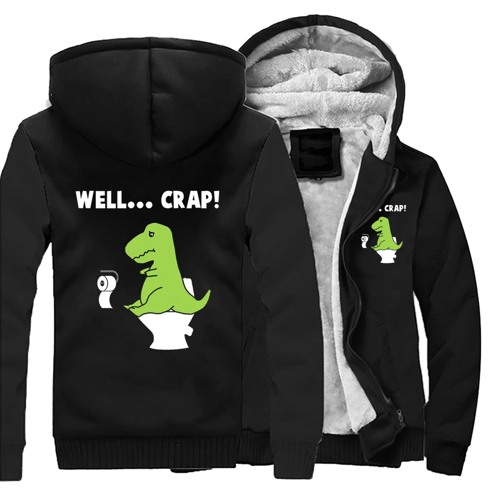 

Kawaii Green Dinosaur Well Crap Loose Hoodies Winter Warm Street Jackets Coat Men Thick Hoodie Printed Fitted Funny Sweatshirt