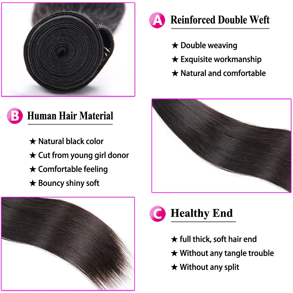 Aplus человеческие волосы прямые перуанские пряди с закрытием 3 пучка волос сделки