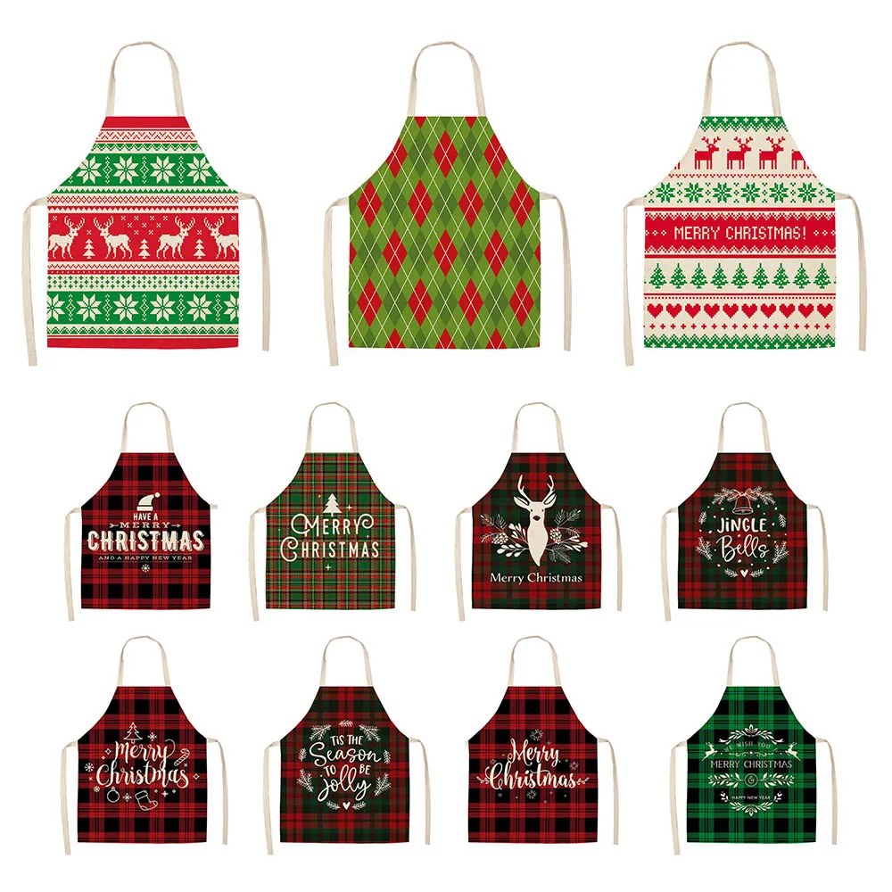 

Linen Merry Christmas Apron Christmas Decorations for Home Kitchen Accessories Natal Navidad New Year Christmas Gifts
