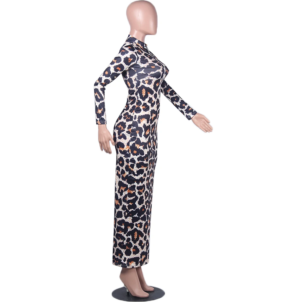 Женское осенне-зимнее длинное облегающее Платье макси с длинным рукавом