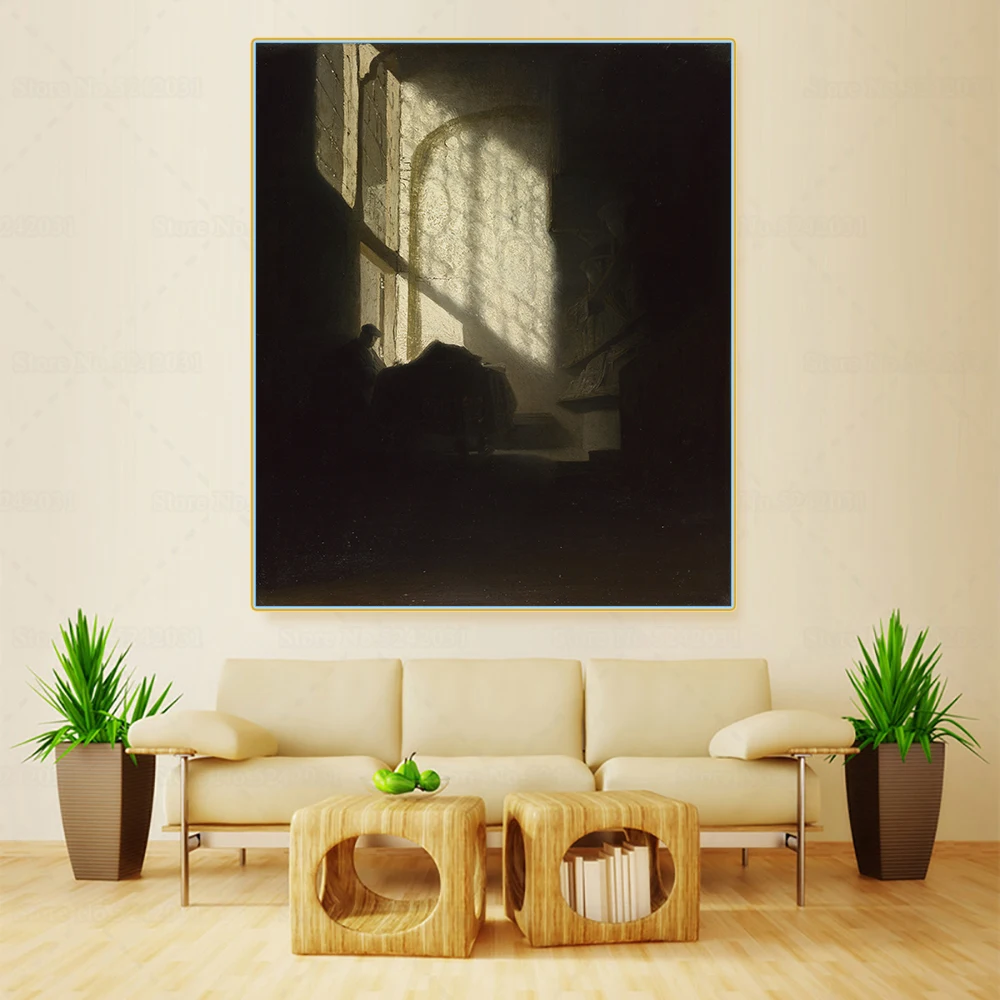 Картина на холсте Человек сидящий столе в высокой комнате