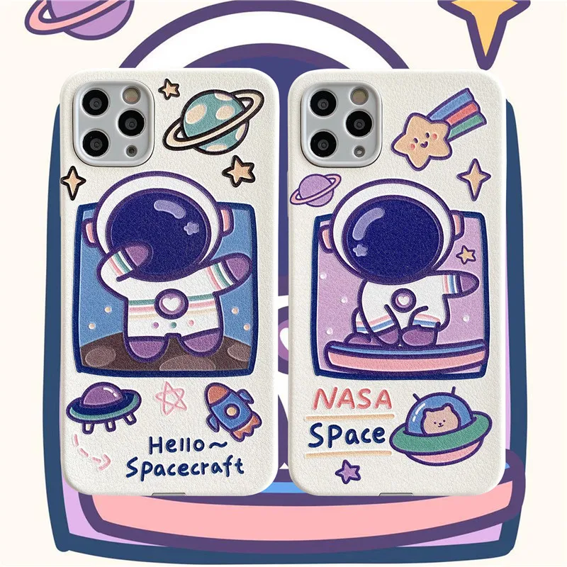 

Милый мультяшный корейский чехол для телефона с космосом астронавтом для iPhone 12 11 Pro Max Xr X Xs Max 7 8 Puls SE 2020, Чехлы, мягкий силиконовый чехол