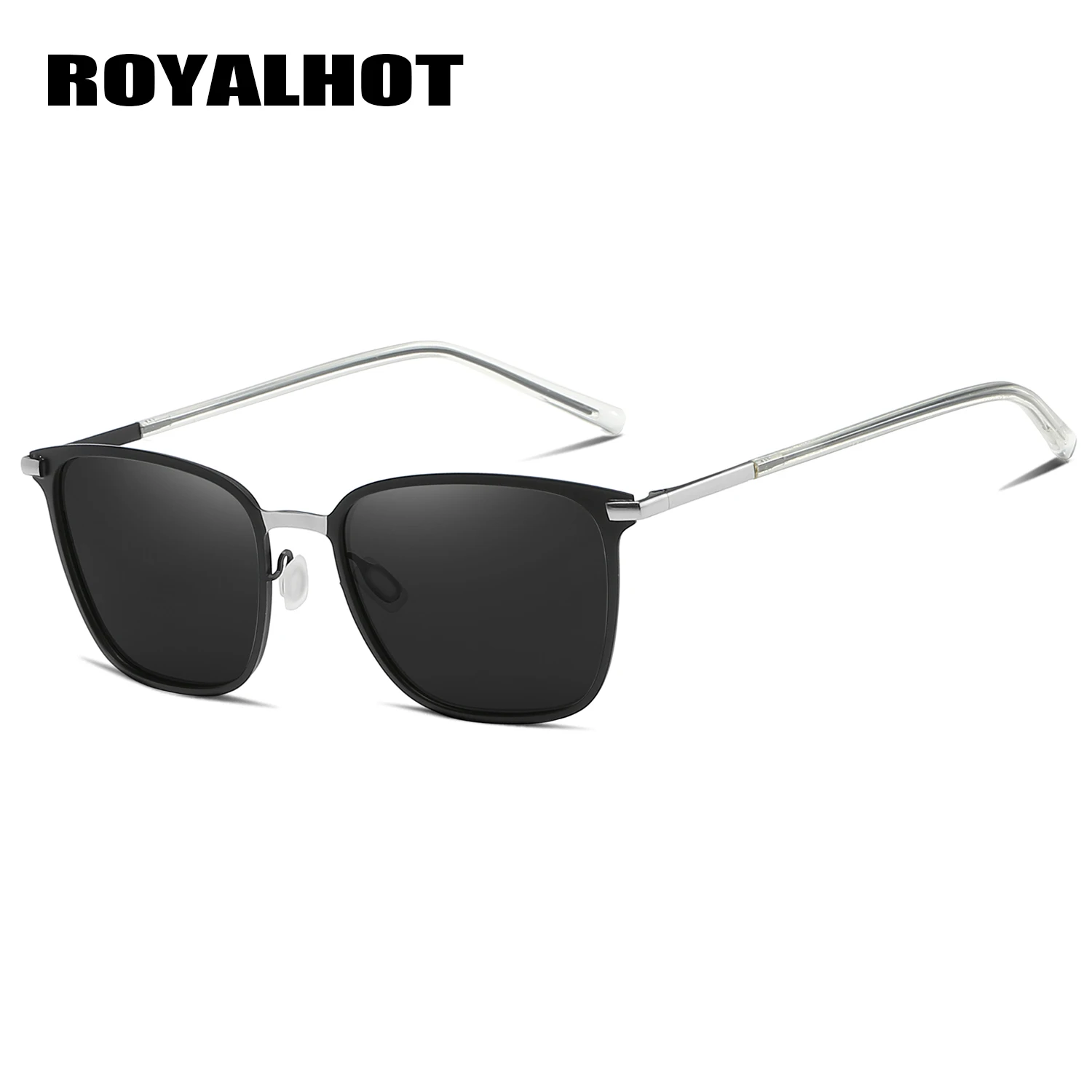 RoyalHot, мужские, женские, ретро, поляризационные, сплав, квадратная оправа, солнцезащитные очки, для вождения, солнцезащитные очки, оттенки, Oculos masculino, мужские, 900120 - Цвет линз: Black Silver