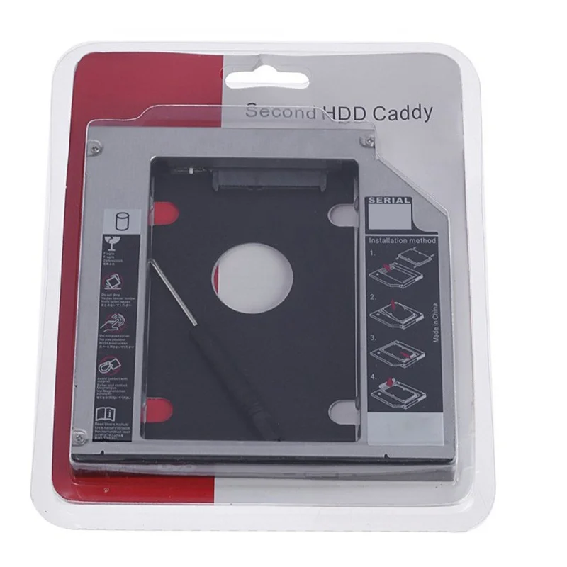 Алюминиевый светодиодный 2 й жесткий диск Caddy 9 5 мм 12 7 SATA 3 0 дюйма чехол для SSD HD