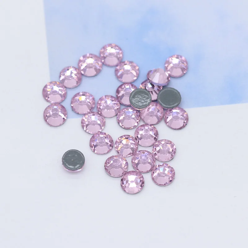 lt pink 144p 5A SS12-ss30 41-Цвета гладить на Стразы с прямой основой с украшением в виде кристаллов Стразы с плоской задней частью, горячая фиксация, супер яркие Стразы Стекло камень для одежды ремесло - Цвет: lt pink