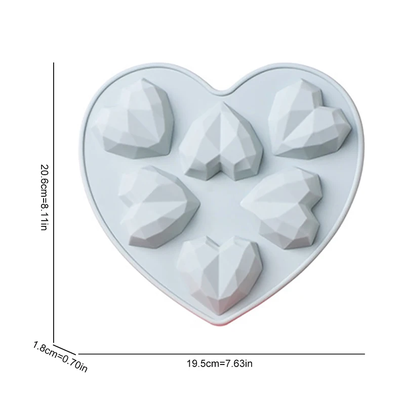 

6 Cavity Cake Mold 3D Heart Shaped Baking Mold DIY Chocolate Fondant Mold Dessert Making Tools Reusable Kitchen baking tool