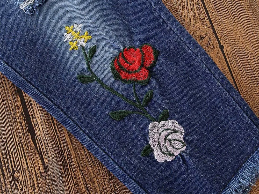 Детский однотонный топ с оборкой и короткими рукавами джинсы вышивкой одежда для