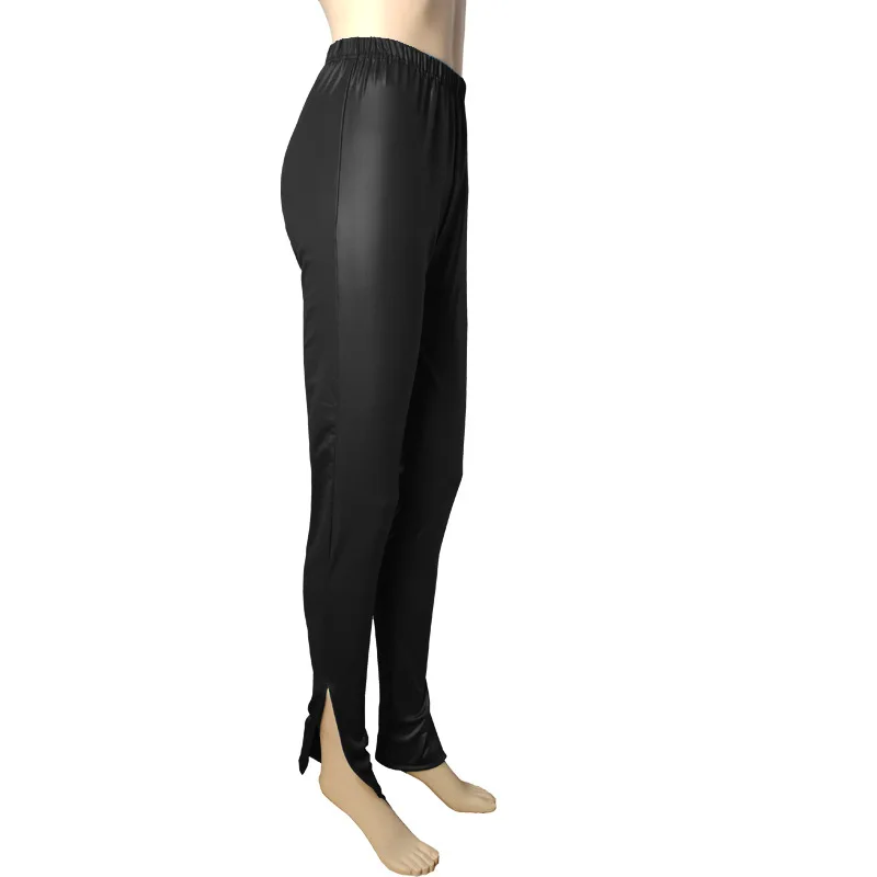 

Women's Leggings Low Waist Imitation Leather Matte Slimming Feet Pants High Elasticity