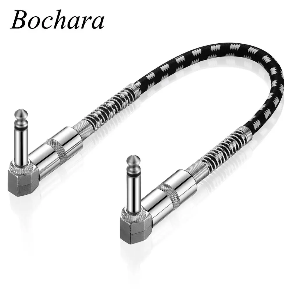 Bochara 30 см тканевый Плетеный аудиокабель 90 градусов 1/4 ''Jack 6 35 мм до штекер для