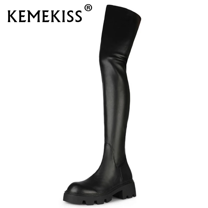 

KemeKiss Long Boots Women 2022 Winter Warm Shoes Over Knee Boot Ins Thick Bottom Fashion Female Club Footwear Size 35-41