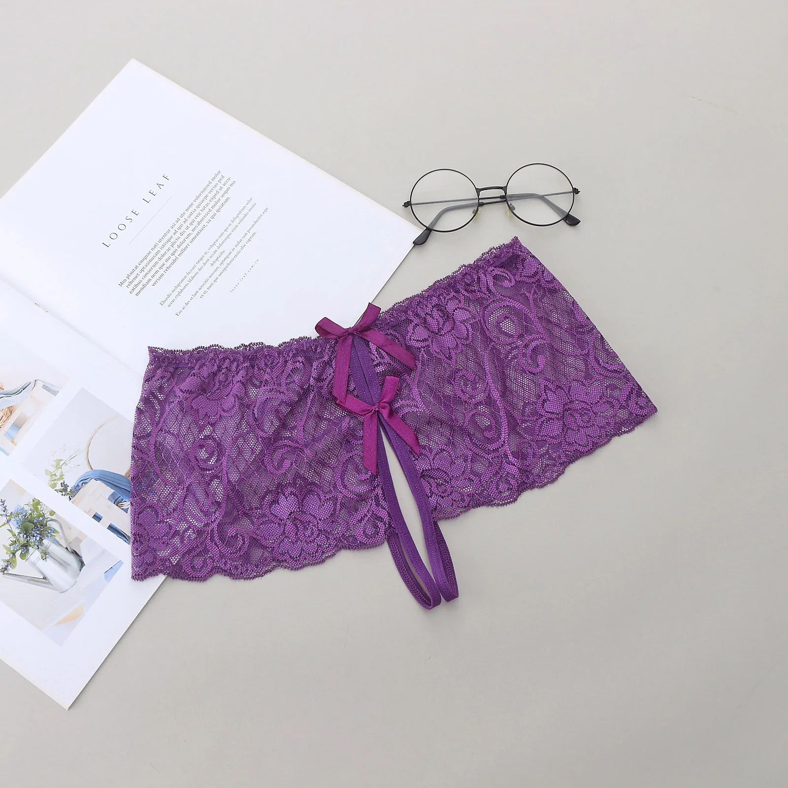 

Women's Lace Transparent Sexy Open File Free Temptation Sexy Low Waist Panties