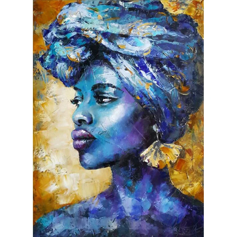 DIY синяя африканская обнаженная женская Алмазная картина полностью квадратная