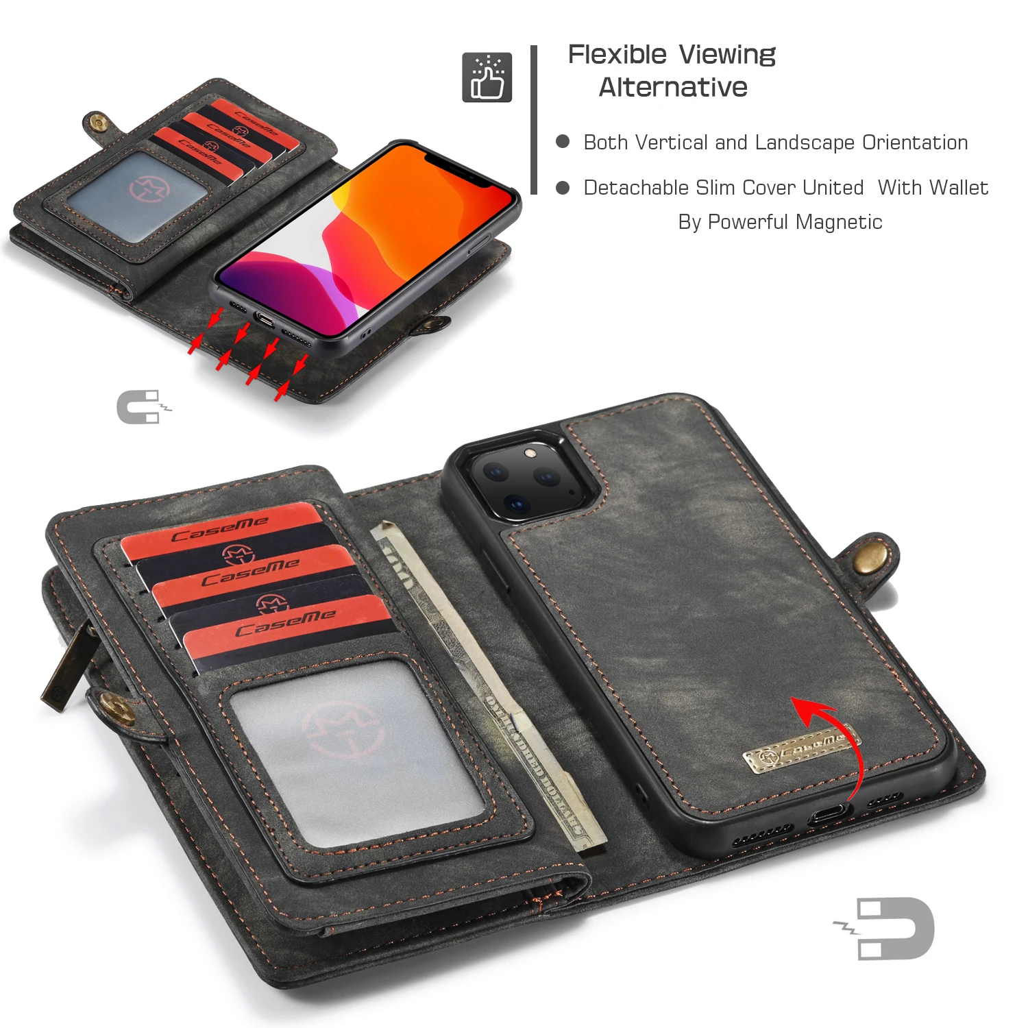 Кожаный чехол-кошелек для Apple iphone 11 PRO MAX слоты карт магнитная откидная крышка X XS XR