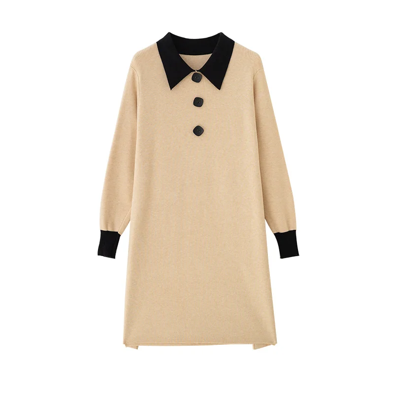 Цельнокроеное вязаное платье женское тонкое среднее и длинное на весну осень |