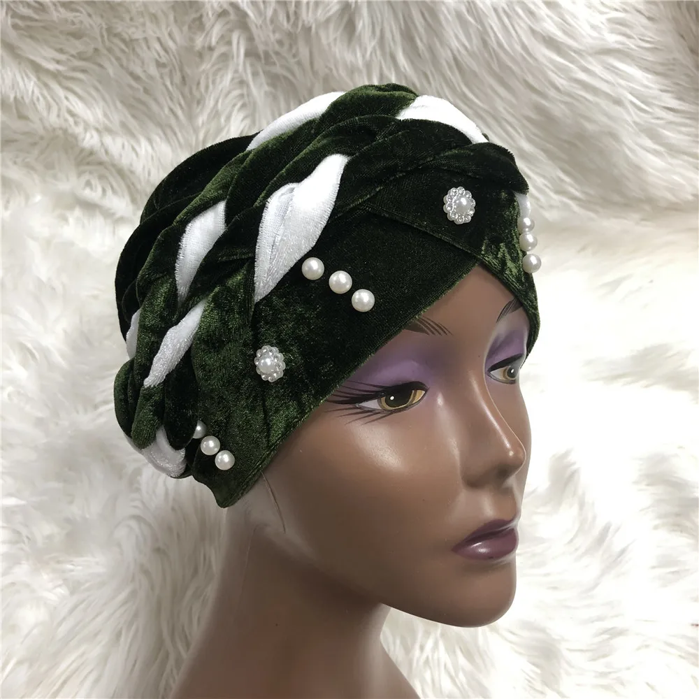 Африканский головной убор модный хиджаб Кепка с бусинами вечерние мусульманский