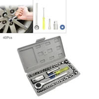 40pcsset metal combination tools set sleeve ratchet wrench batch head for motorcycles car bicycle repair kit tools box