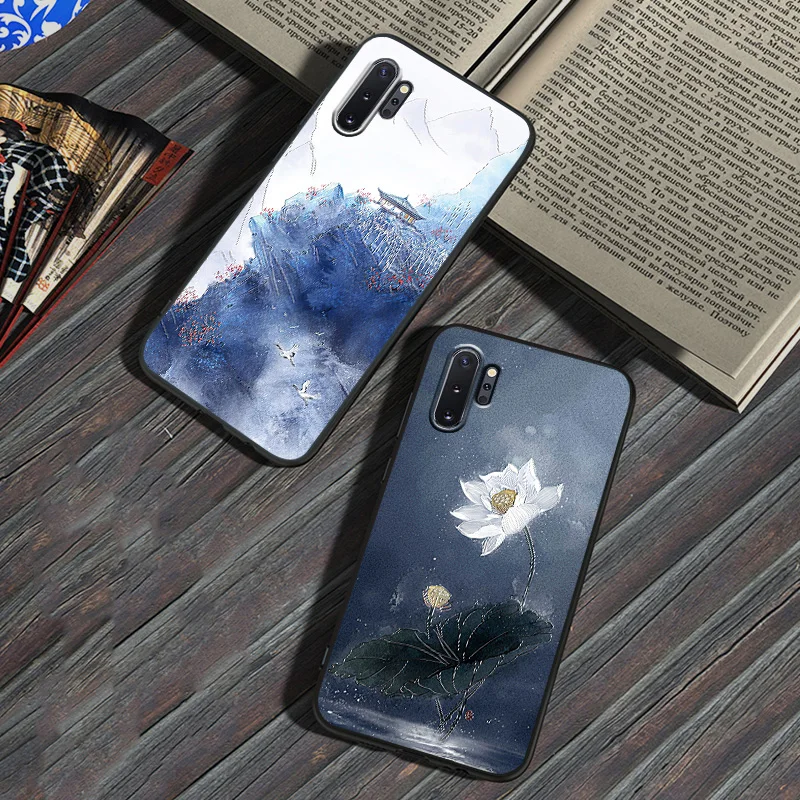 Рельефный Винтажный чехол в японском и восточном стиле для Samsung Note 10 Plus note10 + с