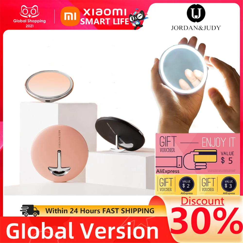

Xiaomi Youpin Original Jordan&Judy Handheld Folding Round Small Mirror Portable Screen Control Induction Makeup Mirror Blue Ligh