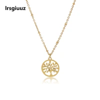14k real gold plated stainless steel golden pendant necklace for women jewelry arbor vitae shape collar necklaces party jewelry