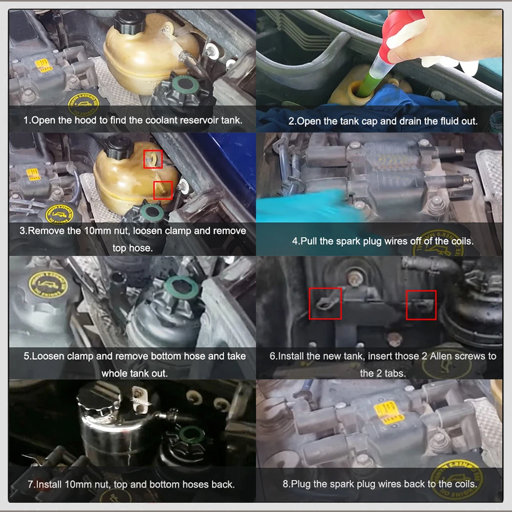 

For MINI Cooper S R52 R53 Car Accessories Coolant Header Expansion Overflow Water Tank & Cap Reservoir Aluminum Can YC101471