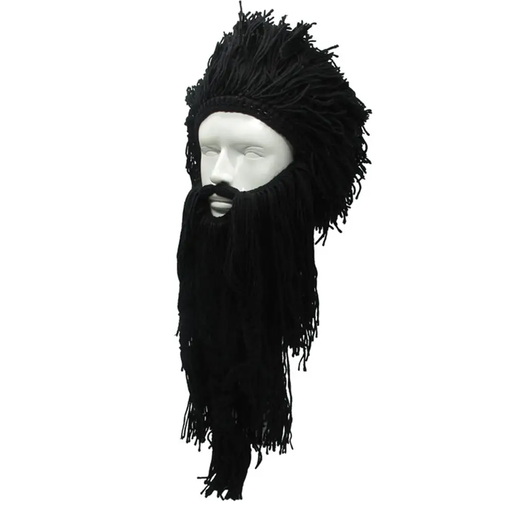 Съемная вязаная шапка с бородой Мужская цепь из нержавеющей стали на Хэллоуин