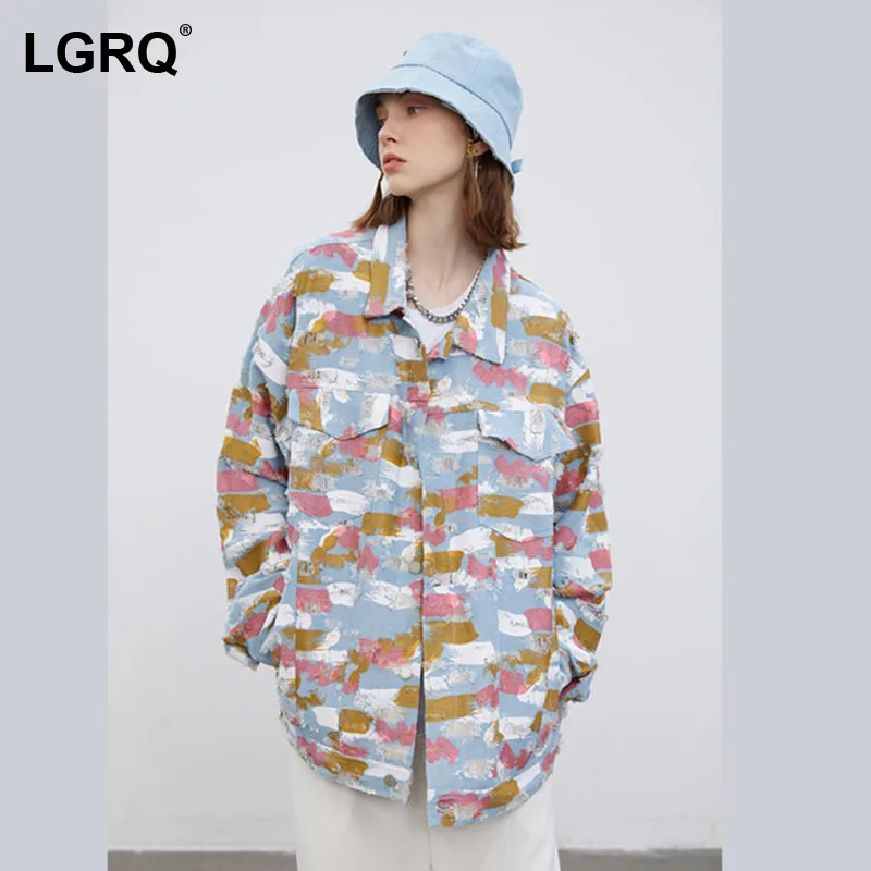 

Женская куртка с длинным рукавом LGRQ, свободная повседневная куртка в молодежном стиле с отложным воротником, весна-осень 2021