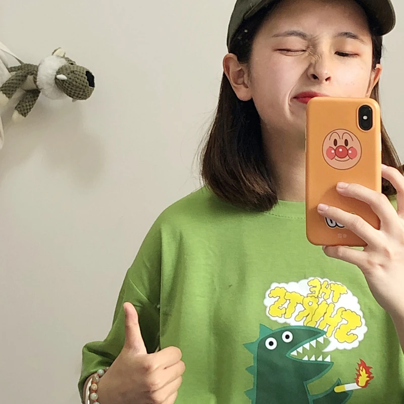 Женская футболка Shellsuning Ulzzang с графическим принтом летняя круглым вырезом и