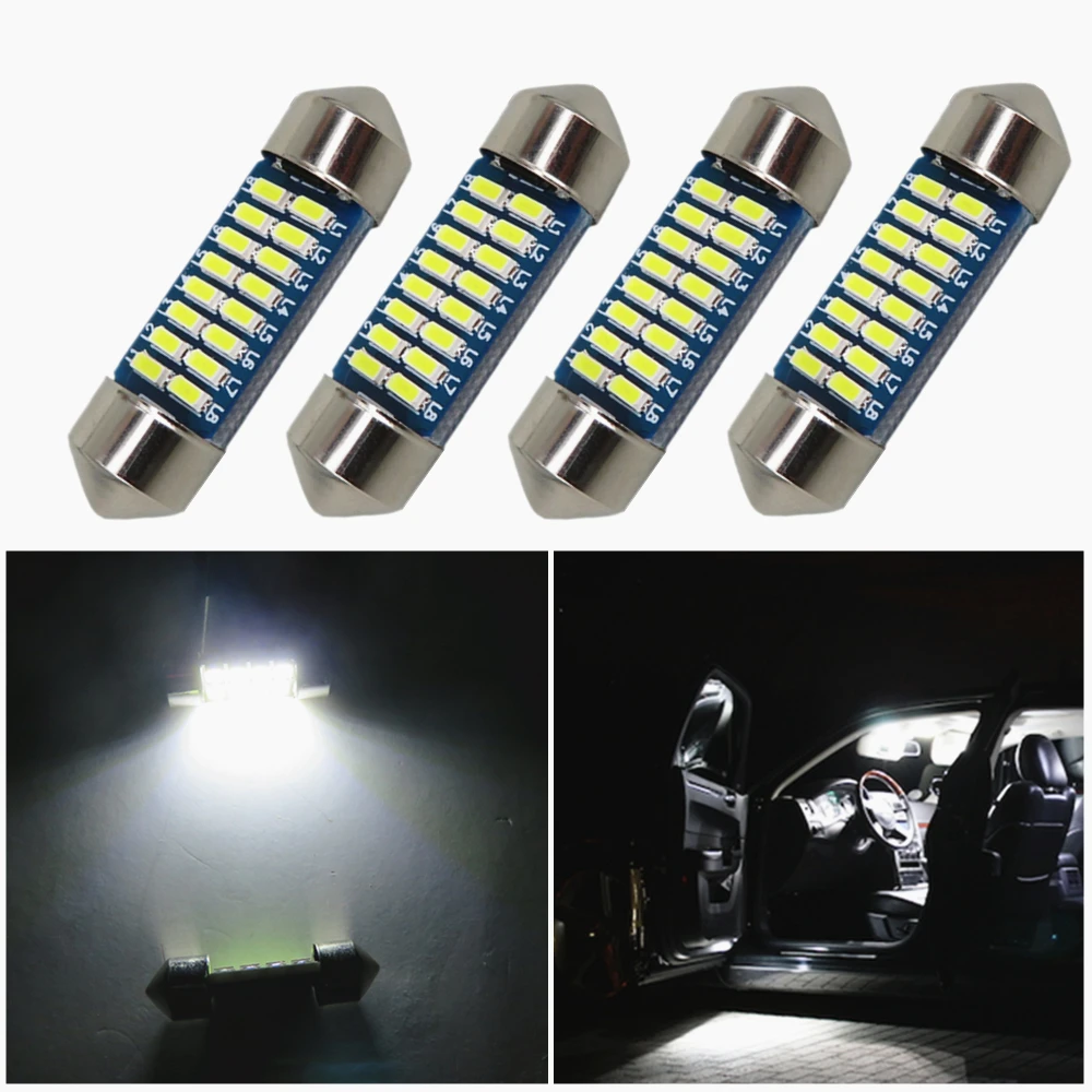 WLJH 4 шт. 28 мм 3014 SMD СВЕТОДИОДНЫЙ Автомобильный светильник для салона автомобиля